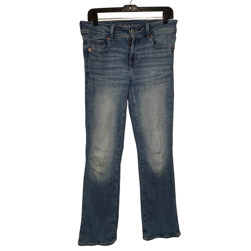American Eagle Next Level Stretch High Rise Kick Boot Jeans in Light Wash Denim - Picture 12 of 12